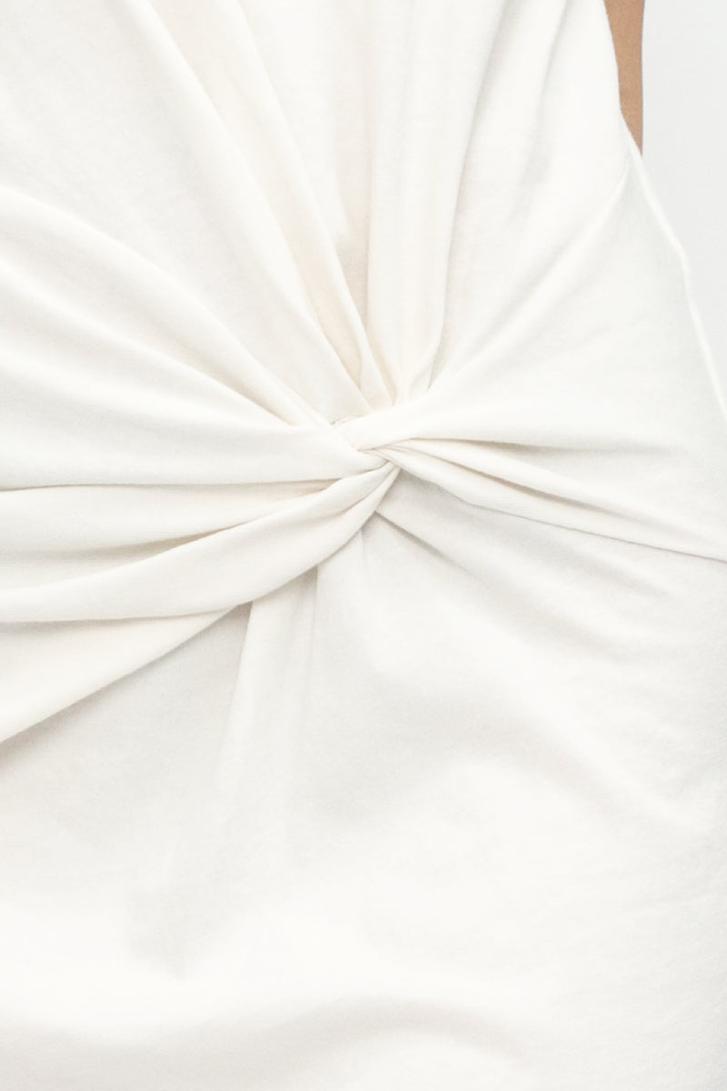 NSF Kaden Twisted Knot Tee Dress in Soft White