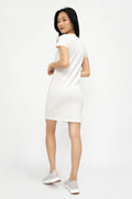 NSF Kaden Twisted Knot Tee Dress in Soft White