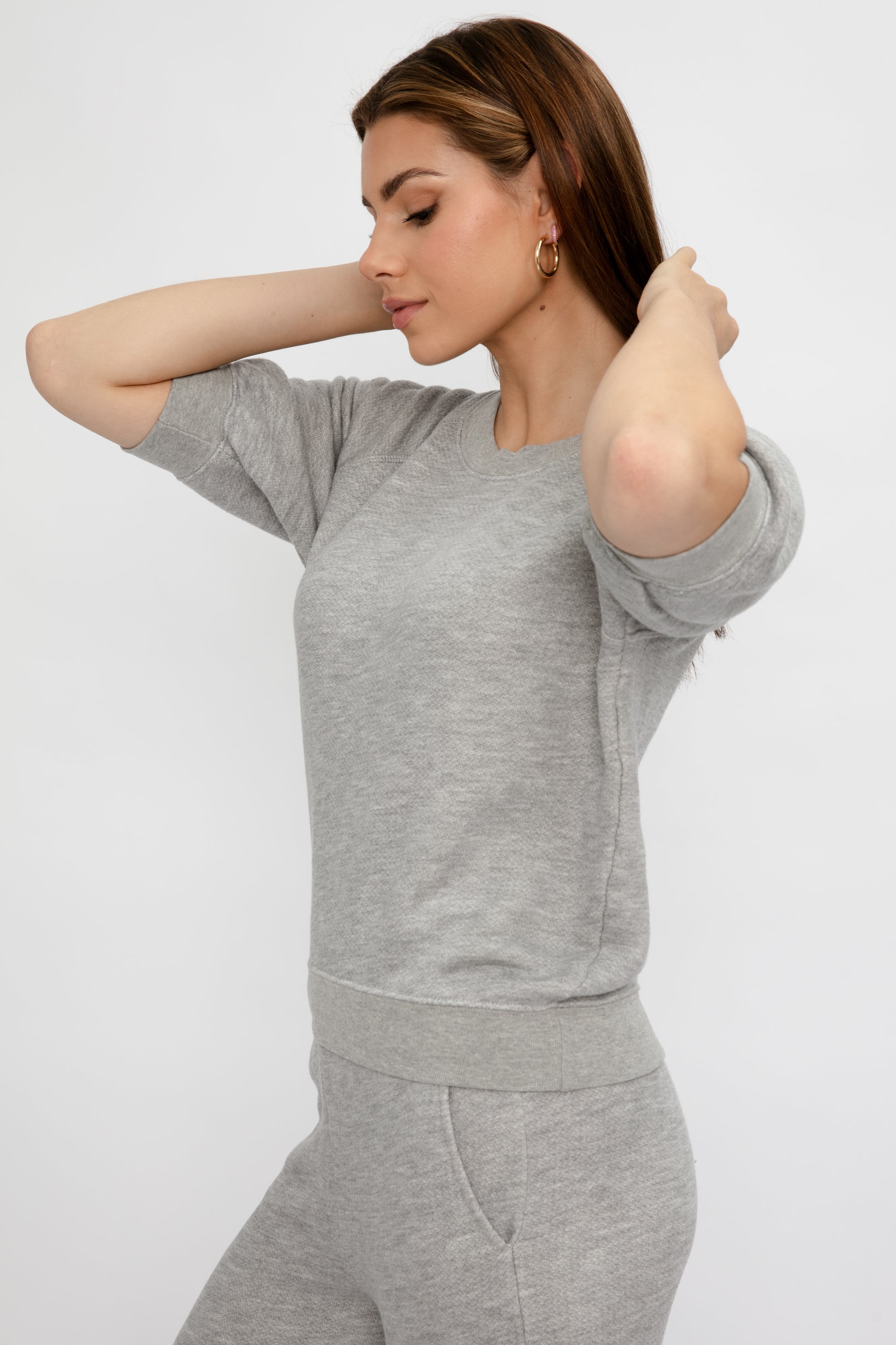 NSF Minnie Short Sleeve Pullover in Heather Grey