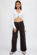 NSF Selena Wide Leg Pant in Pigment Black