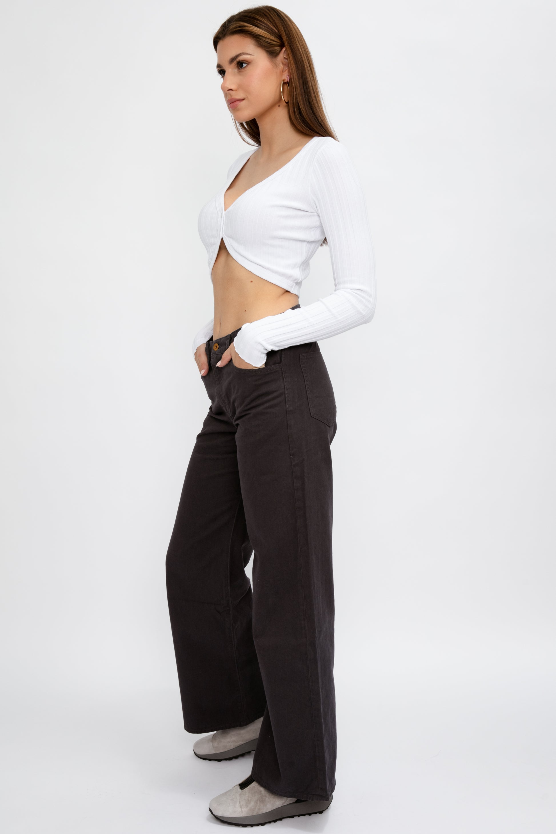 NSF Selena Wide Leg Pant in Pigment Black