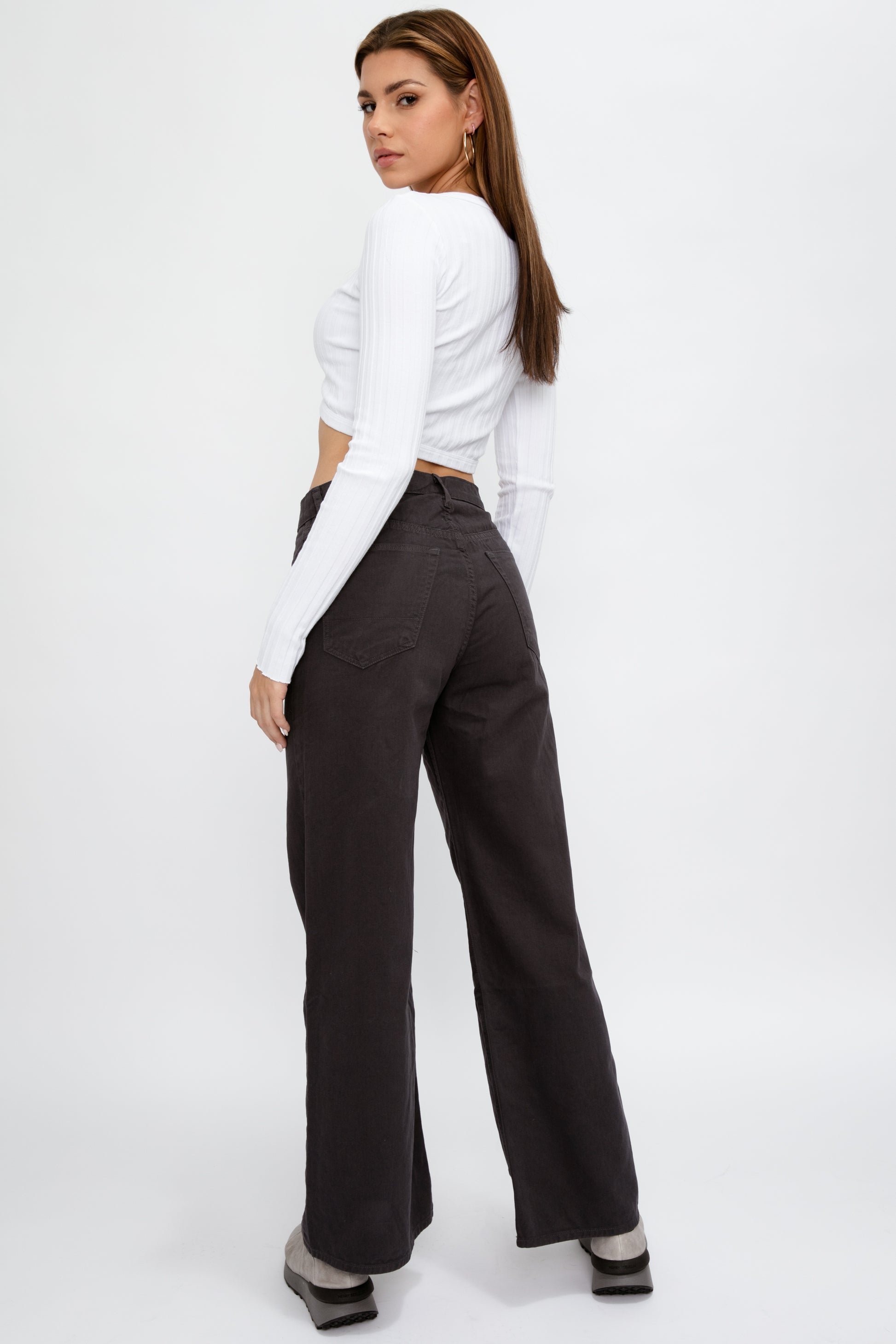 NSF Selena Wide Leg Pant in Pigment Black