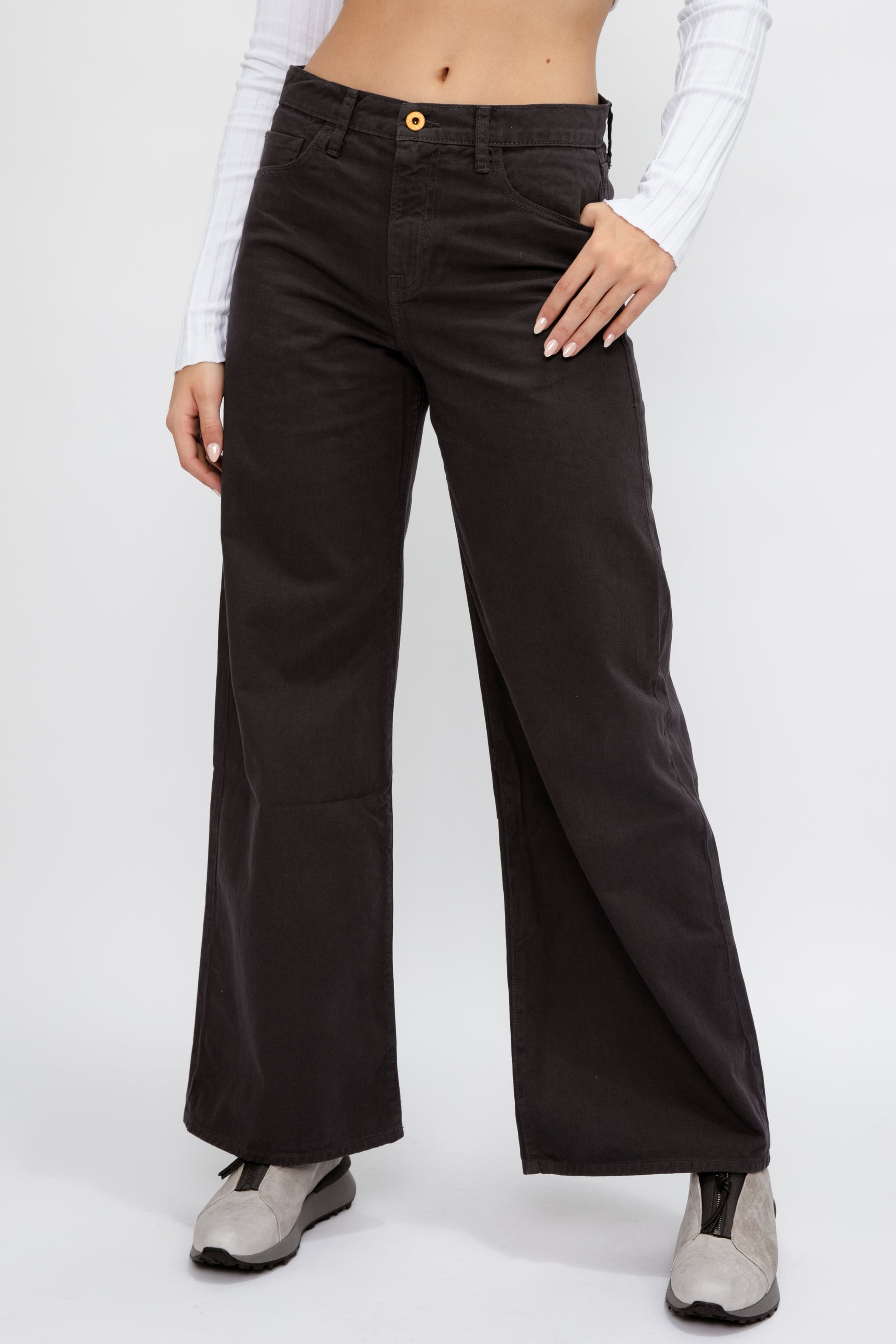 NSF Selena Wide Leg Pant in Pigment Black