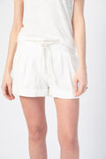 NSF Salma Pleated Shorts in Soft White