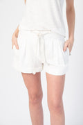 NSF Salma Pleated Shorts in Soft White