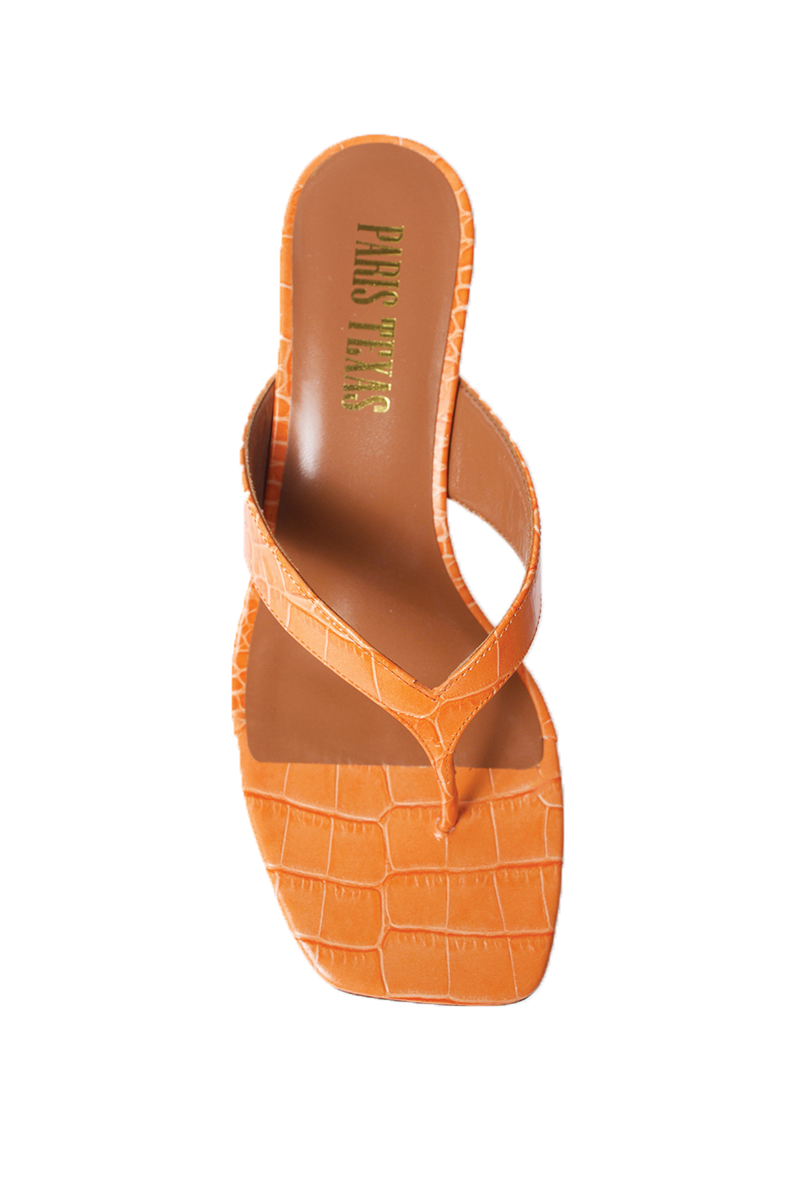 PARIS TEXAS Moc Croco Thong Sandals in Orange