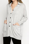 PAYCHI GUH Collared Cardigan in Pale Heather Grey