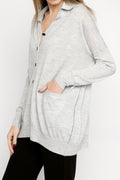 PAYCHI GUH Collared Cardigan in Pale Heather Grey