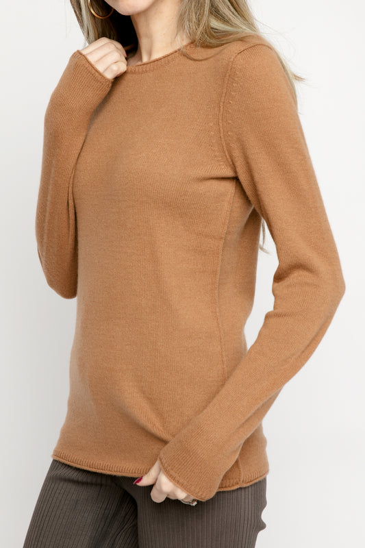 PAYCHI GUH Cozy Luxe Baby Cashmere Crew in Camel