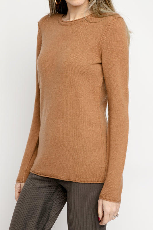 PAYCHI GUH Cozy Luxe Baby Cashmere Crew in Camel