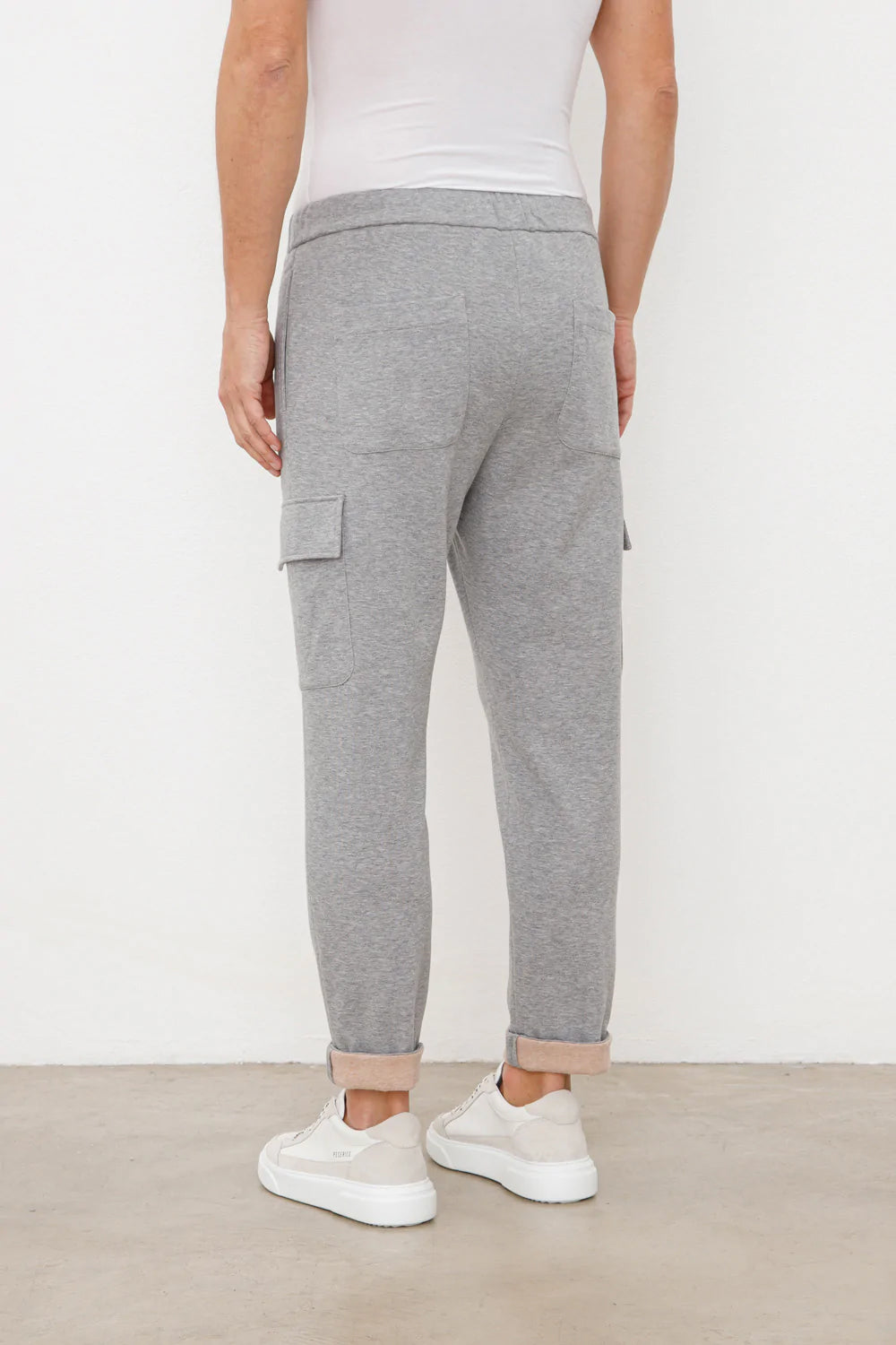 PESERICO Cotton Fleece Cargo Jogger Trouser in Slate