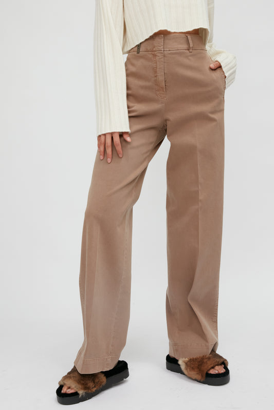 PESERICO Stretch Cotton Pant in Sepia