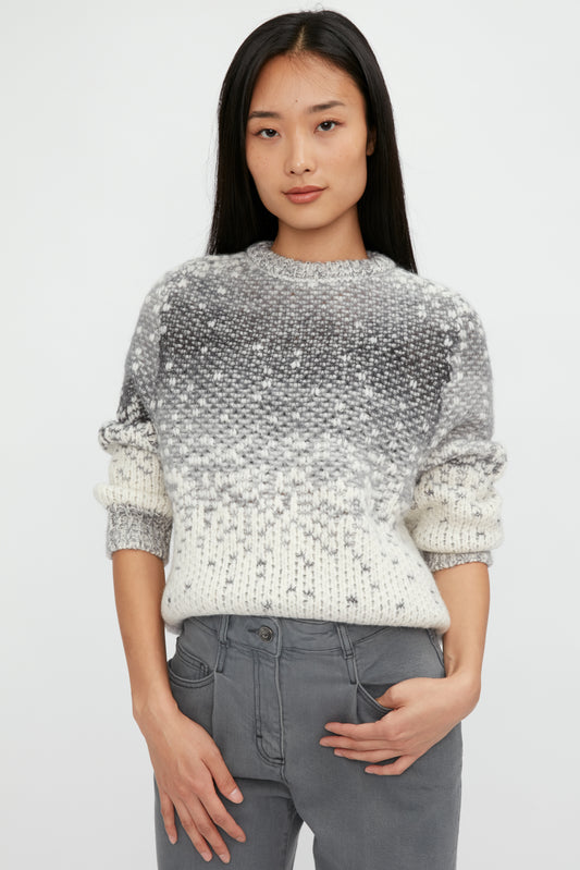 PESERICO Suri Alpaca Dégradé Jacquard Sweater in Snow Dolomite