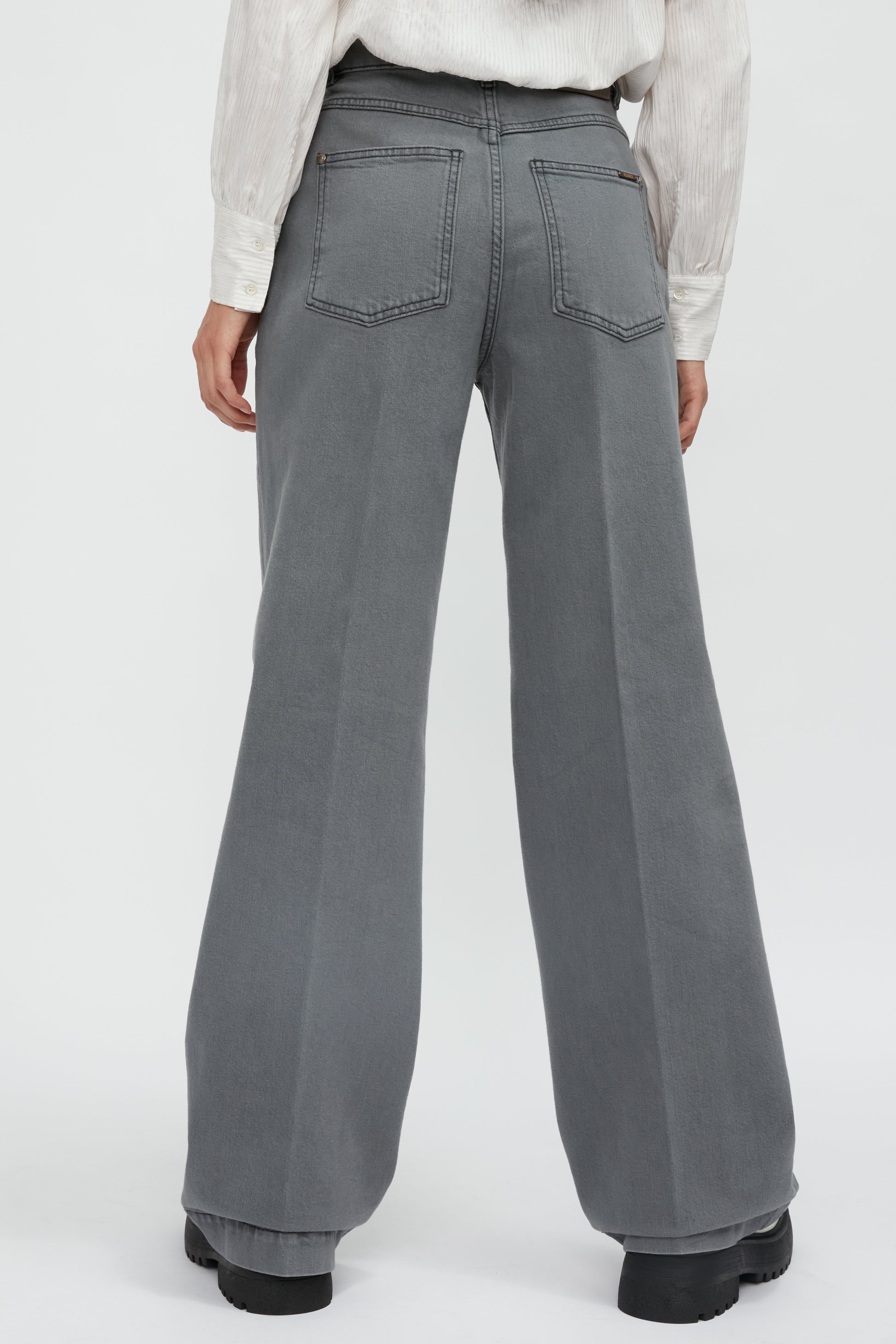 PESERICO Washed Denim Pant in Grey Slate