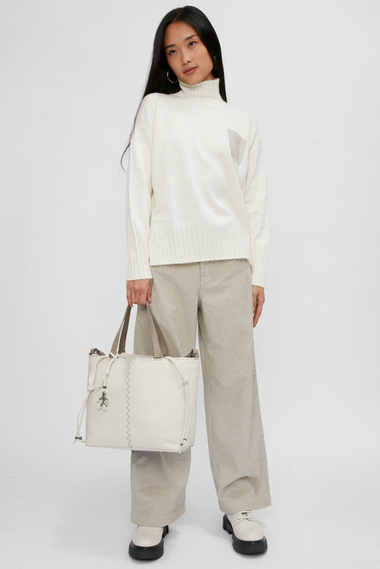 PESERICO Wool Silk Cashmere Sweater in First Snow