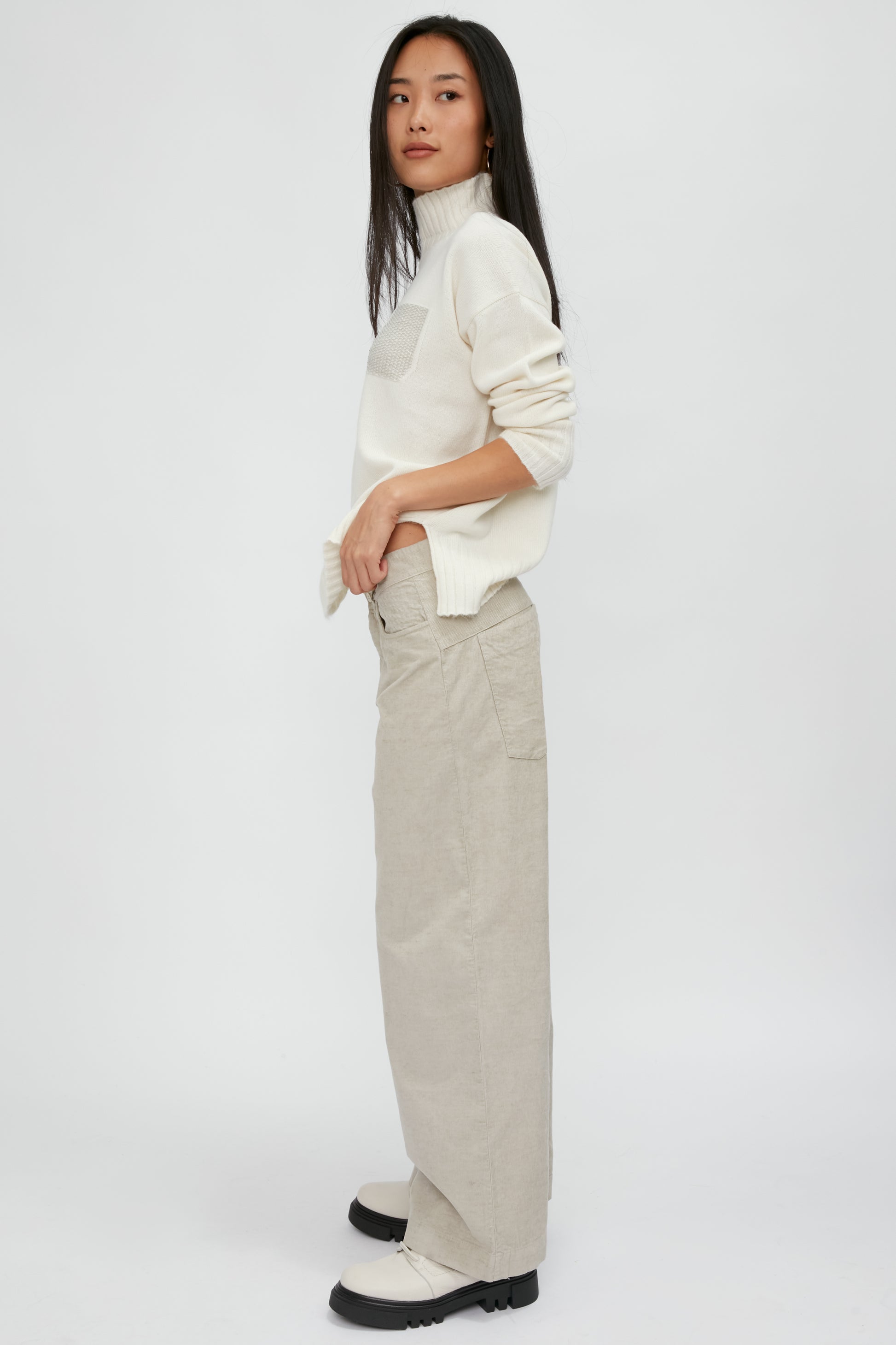 PESERICO Wool Silk Cashmere Sweater in First Snow