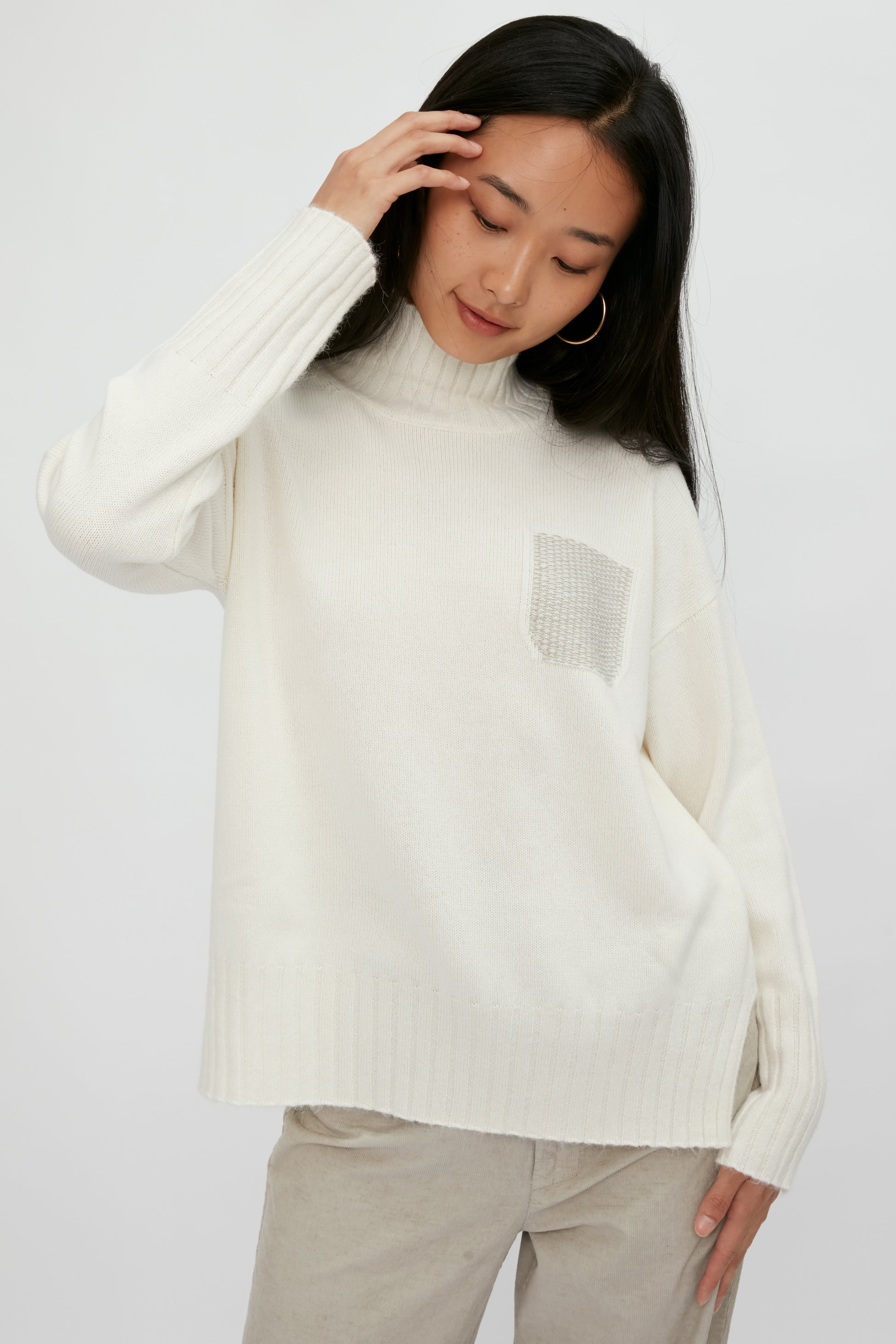 PESERICO Wool Silk Cashmere Sweater in First Snow