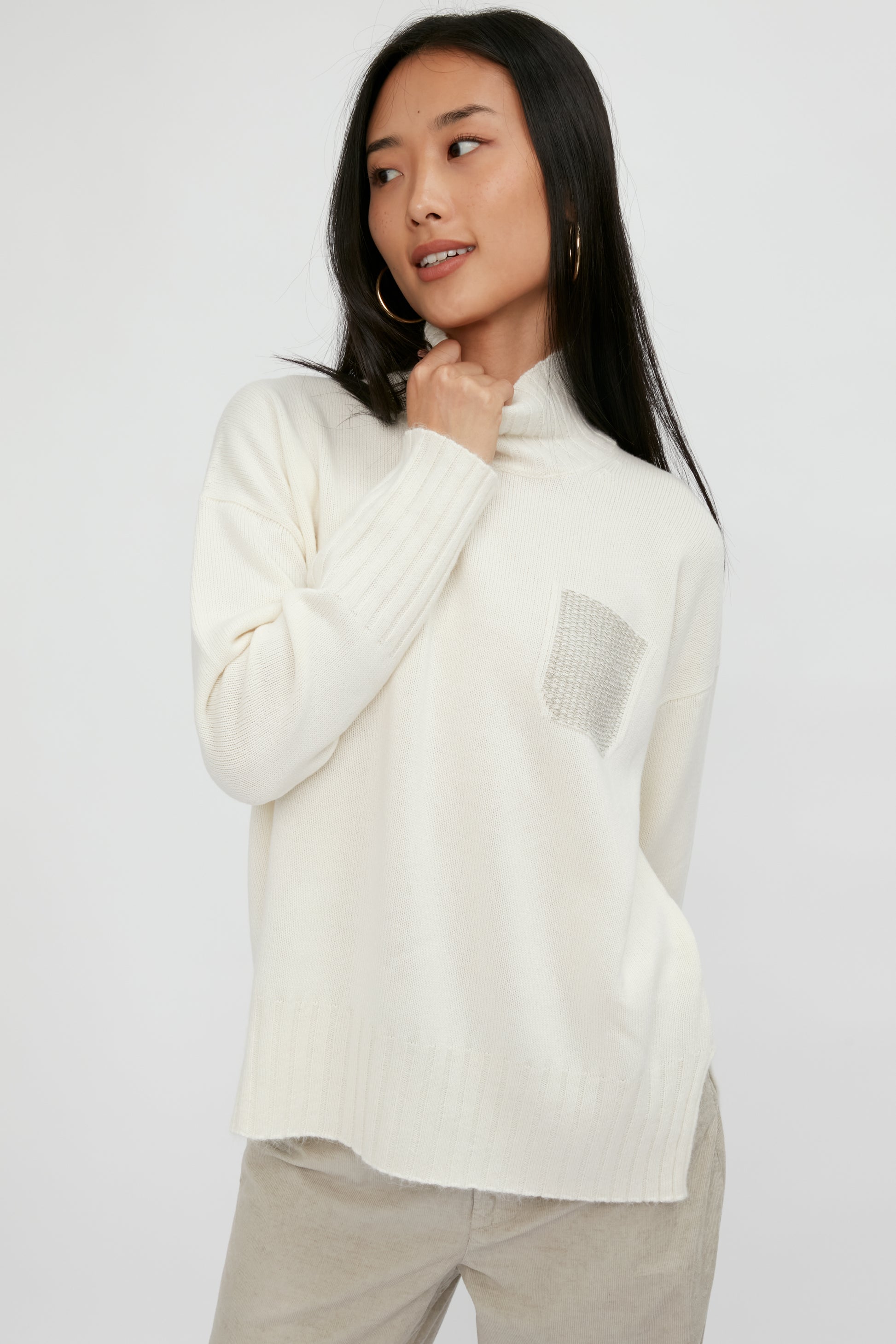 PESERICO Wool Silk Cashmere Sweater in First Snow