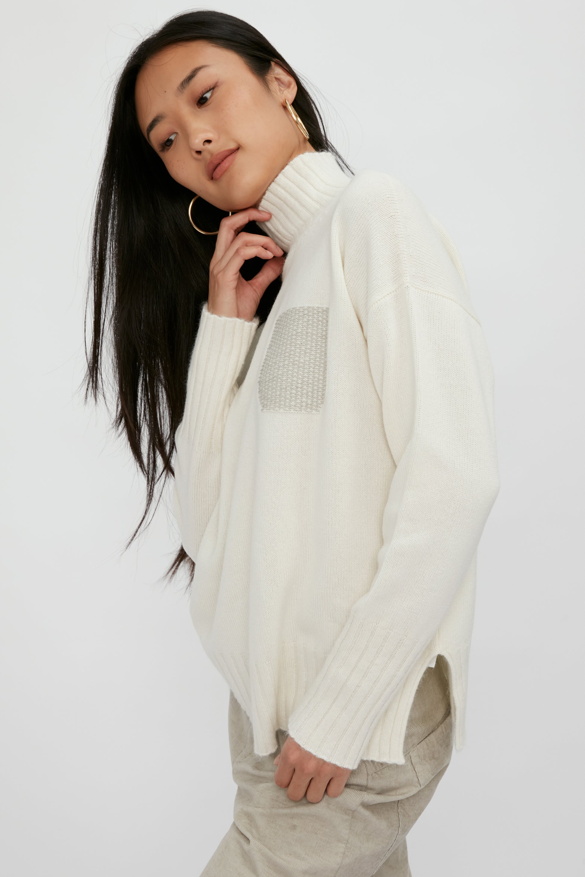 PESERICO Wool Silk Cashmere Sweater in First Snow