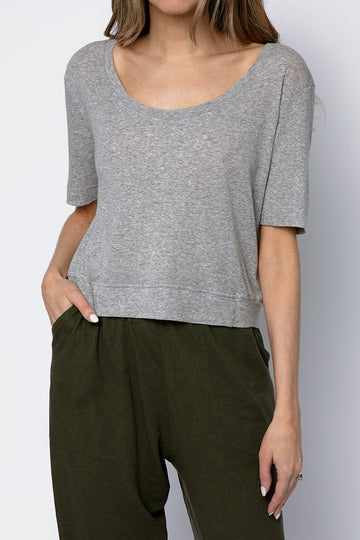PRIVATE 0204 Cotton Crop Tee in Heather Grey