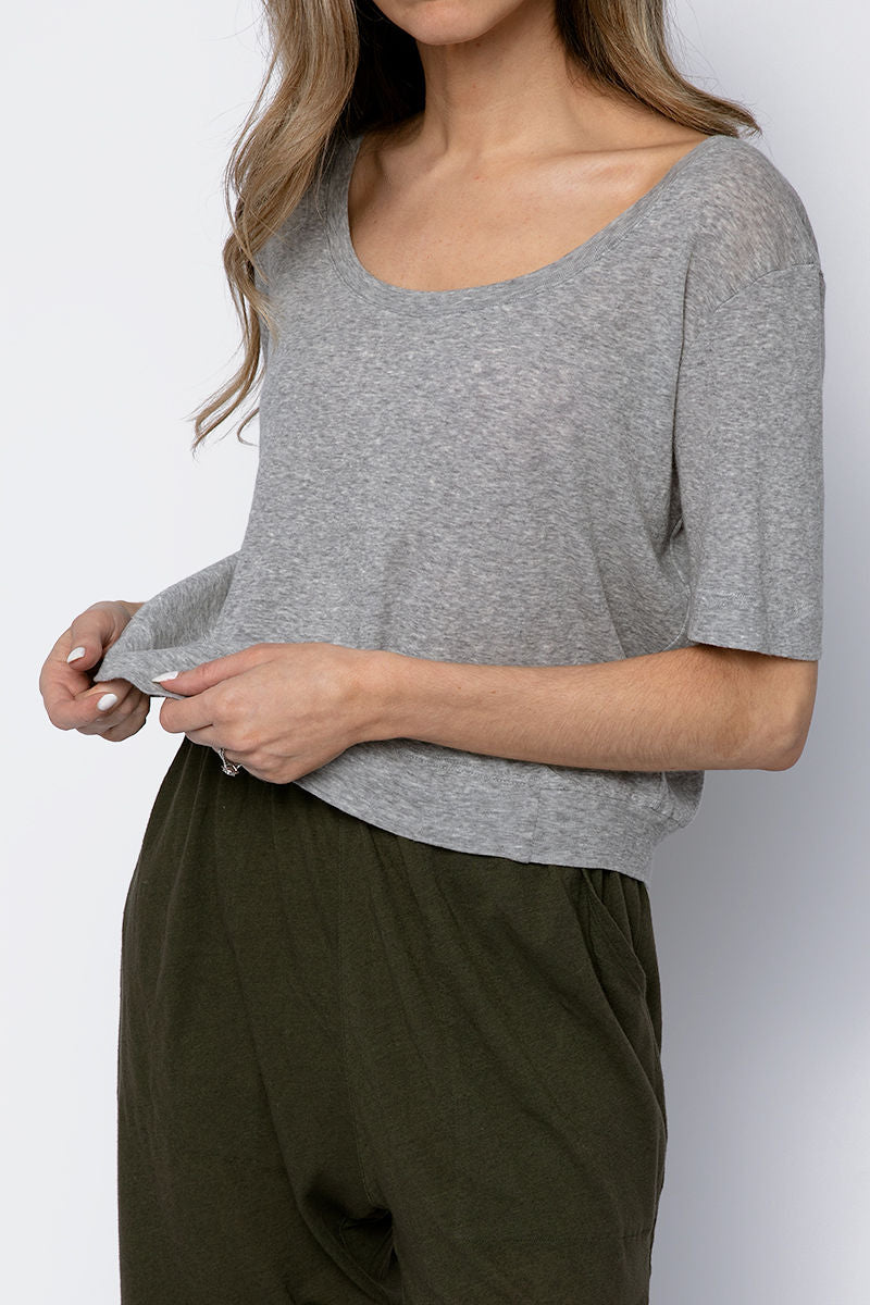 PRIVATE 0204 Cotton Crop Tee in Heather Grey