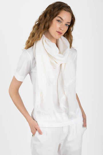 PRIVATE 0204 Net Cashmere Scarf in White