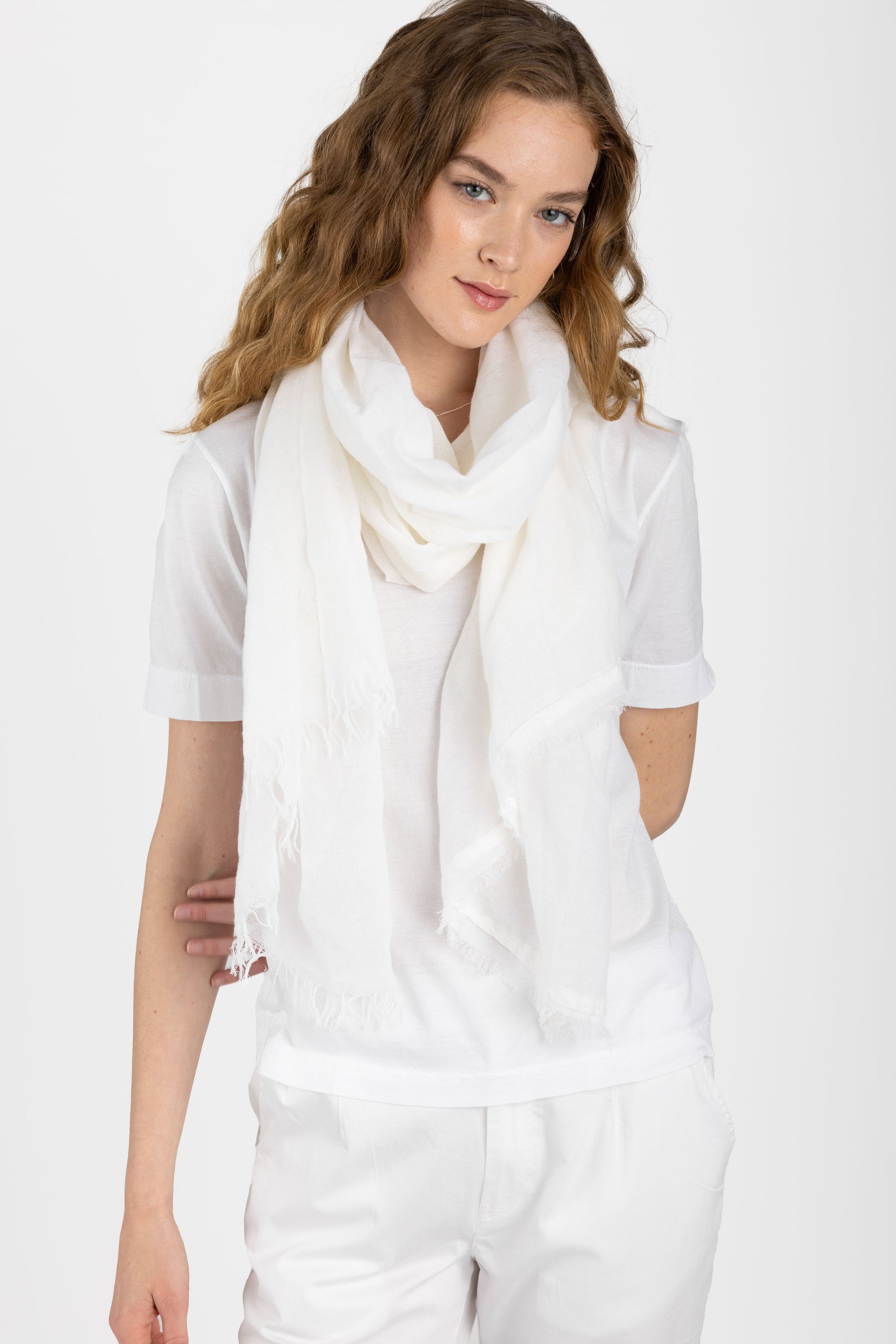 PRIVATE 0204 Net Cashmere Scarf in White