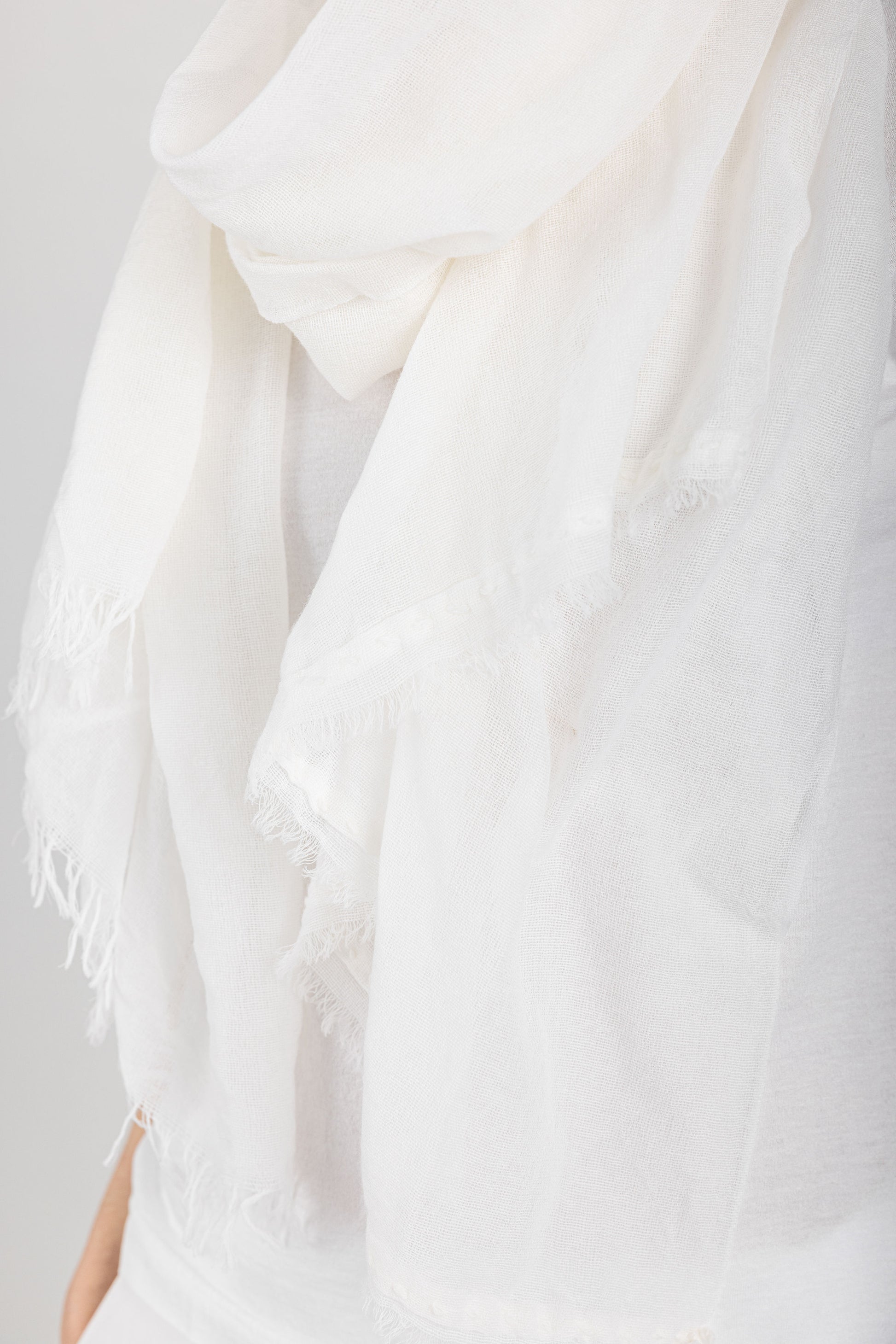 PRIVATE 0204 Net Cashmere Scarf in White