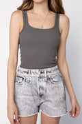 RAG & BONE The Essential Rib Scoop Neck Tank in Grey Paver