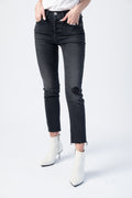 RE/DONE Power Stretch High Rise Ankle Crop in Lived-In Black