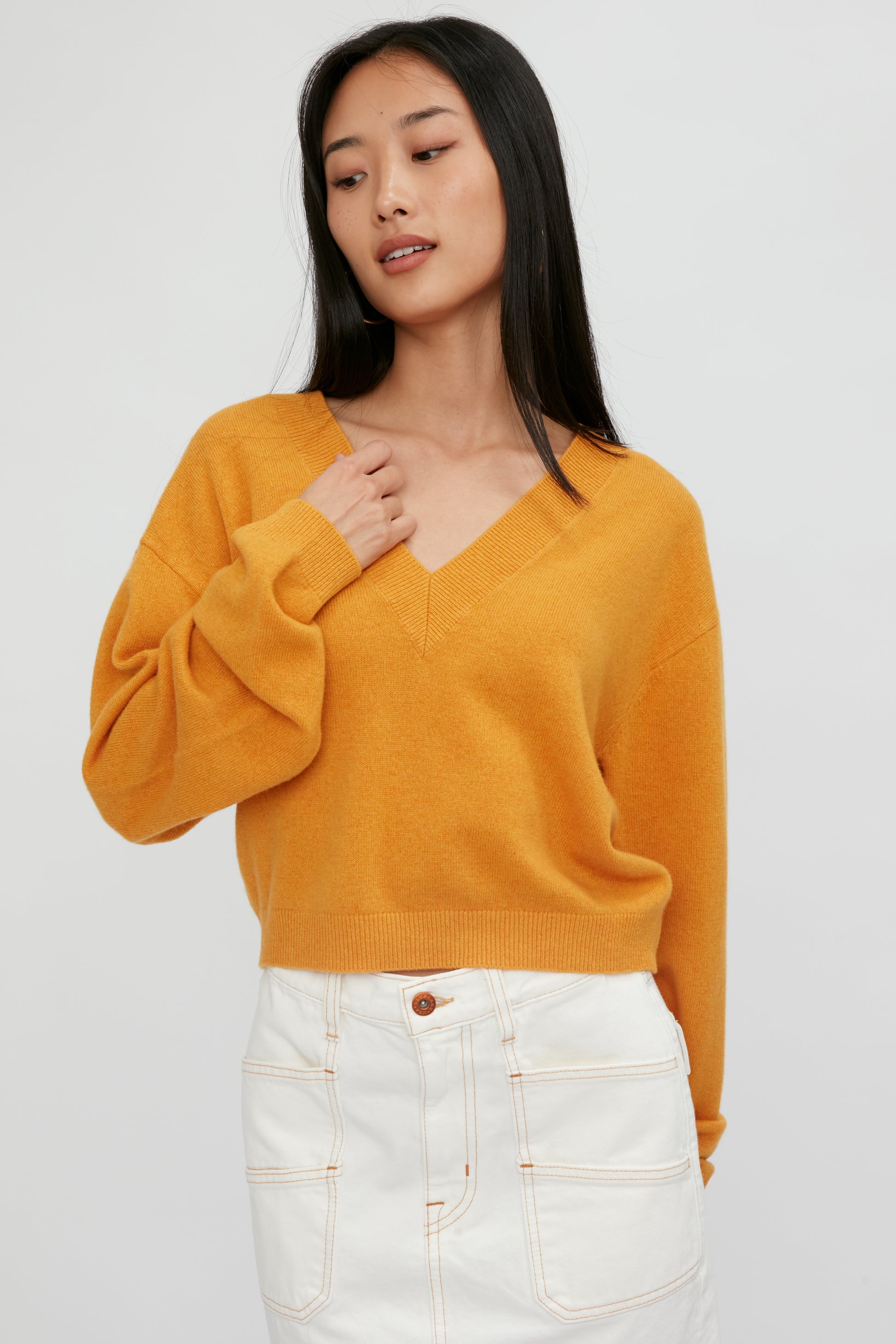 RTA Alba Cropped Sweater in Honey