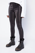 RTA Madrid High Rise Skinny Pants in Black Metallic
