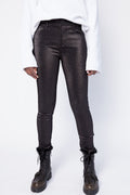 RTA Madrid High Rise Skinny Pants in Black Metallic