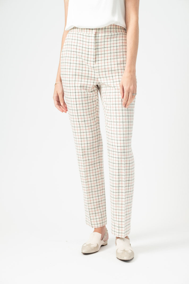 Poppy High Waisted Pant in Ivory Check