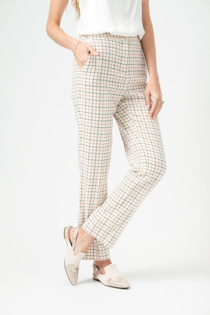 RAG & BONE Poppy High Waisted Pant in Ivory Check