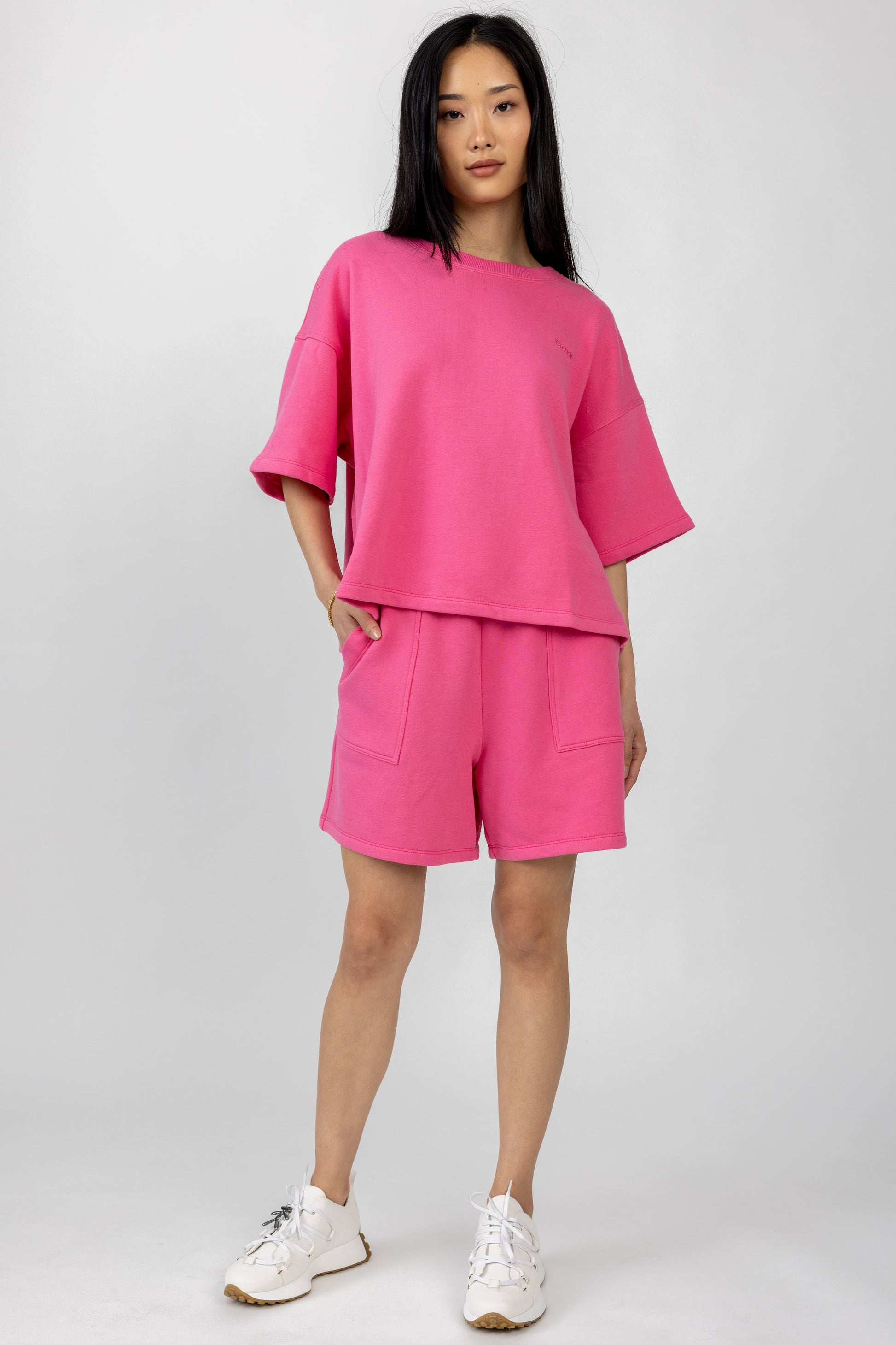 SABLYN Chandler Short Sleeve Sweatshirt in Pink Pepper