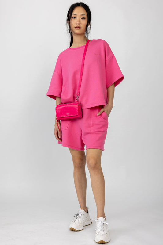 SABLYN Chandler Short Sleeve Sweatshirt in Pink Pepper