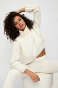 SABLYN Uma Cashmere Cropped Turtleneck Sweater in Gardenia