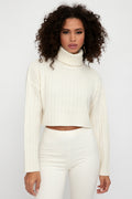 SABLYN Uma Cashmere Cropped Turtleneck Sweater in Gardenia
