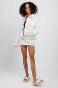 SLVRLAKE Micro Mini Cut Off Skirt in Off White