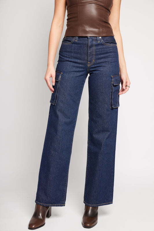 SLVRLAKE Grace Cargo Jean in Midnight Mile