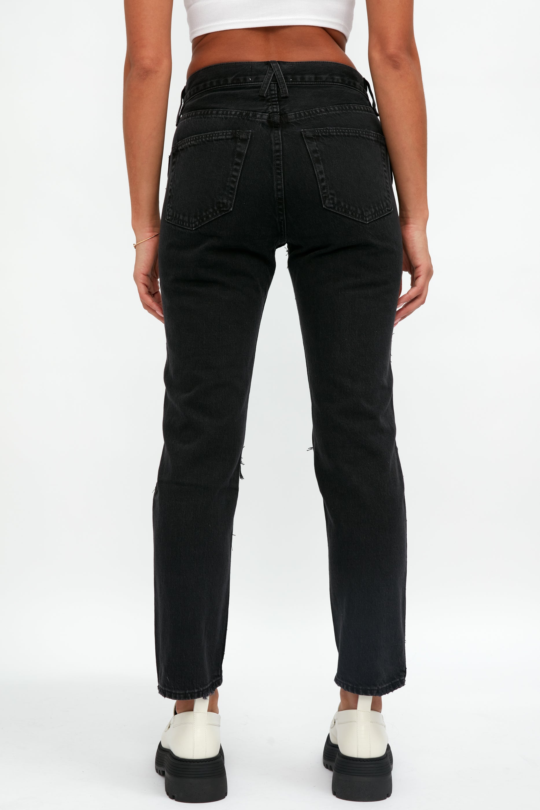 SLVRLAKE Virginia Slim Destructed Jean in Shadow Ridge