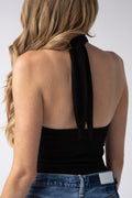 THE RANGE Halter Tie Bodysuit in Black