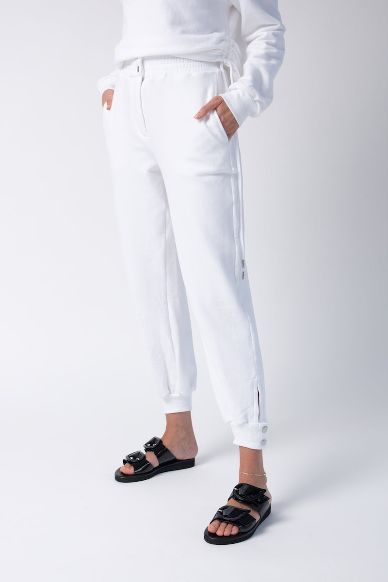 THE RANGE Knit Snap Track Pants in White