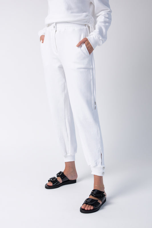 THE RANGE Knit Snap Track Pants in White