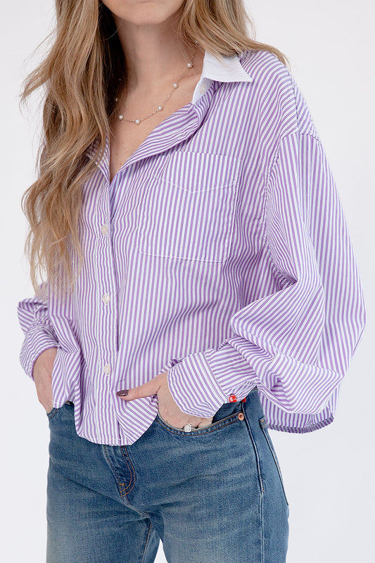 DENIMIST Mayfield Shirt in Purple Candy Stripe