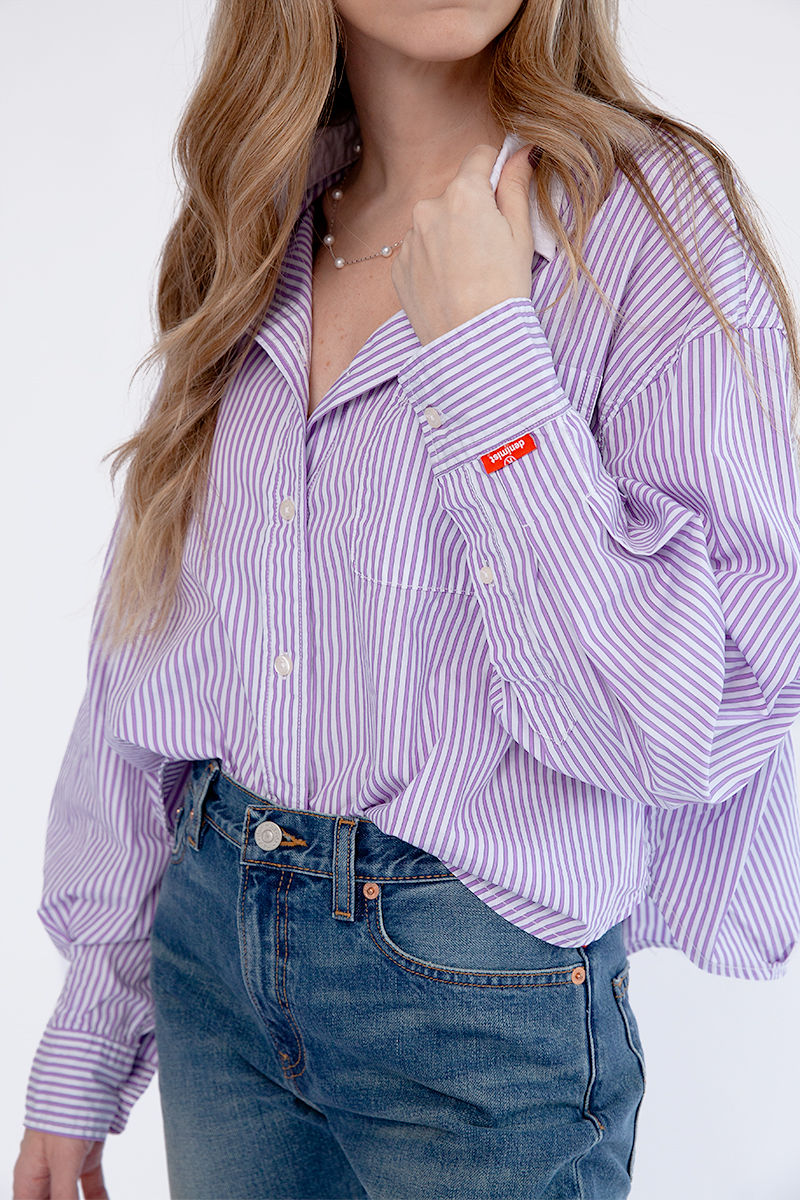 DENIMIST Mayfield Shirt in Purple Candy Stripe