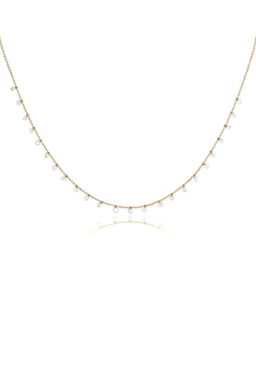 L.A. STEIN Celeste 24 Floating Diamond Necklace in Yellow Gold
