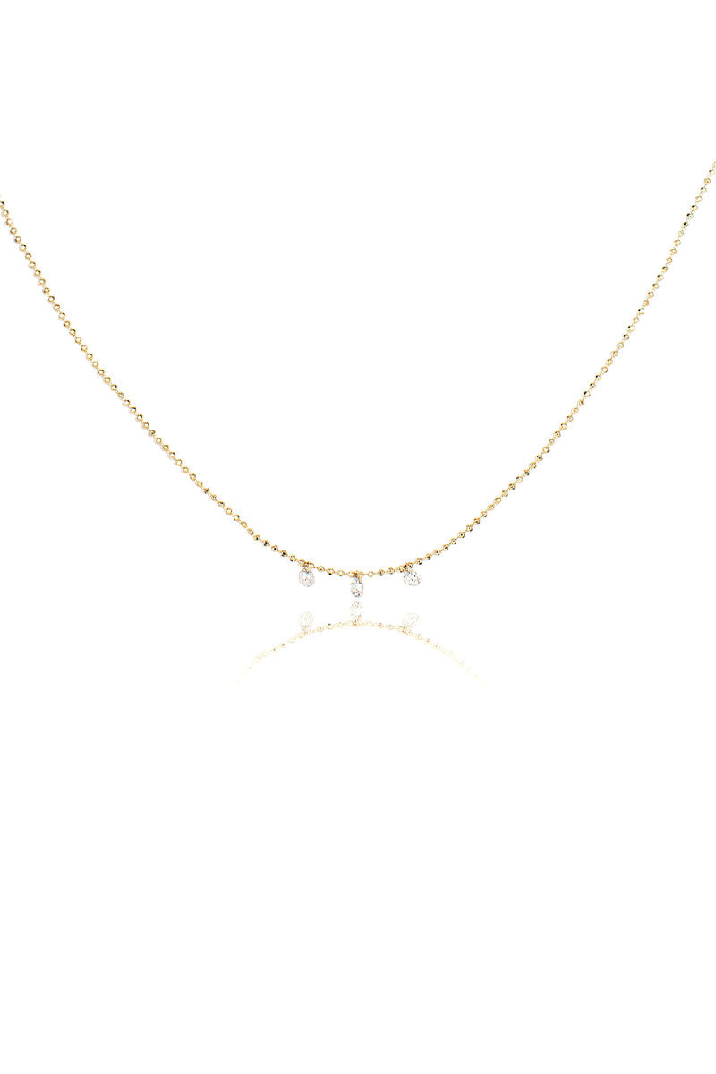 L.A. STEIN Celeste 3 Floating Diamond Necklace in Yellow Gold