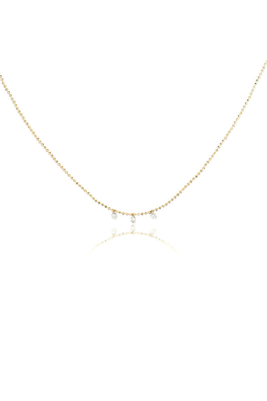 L.A. STEIN Celeste 3 Floating Diamond Necklace in Yellow Gold